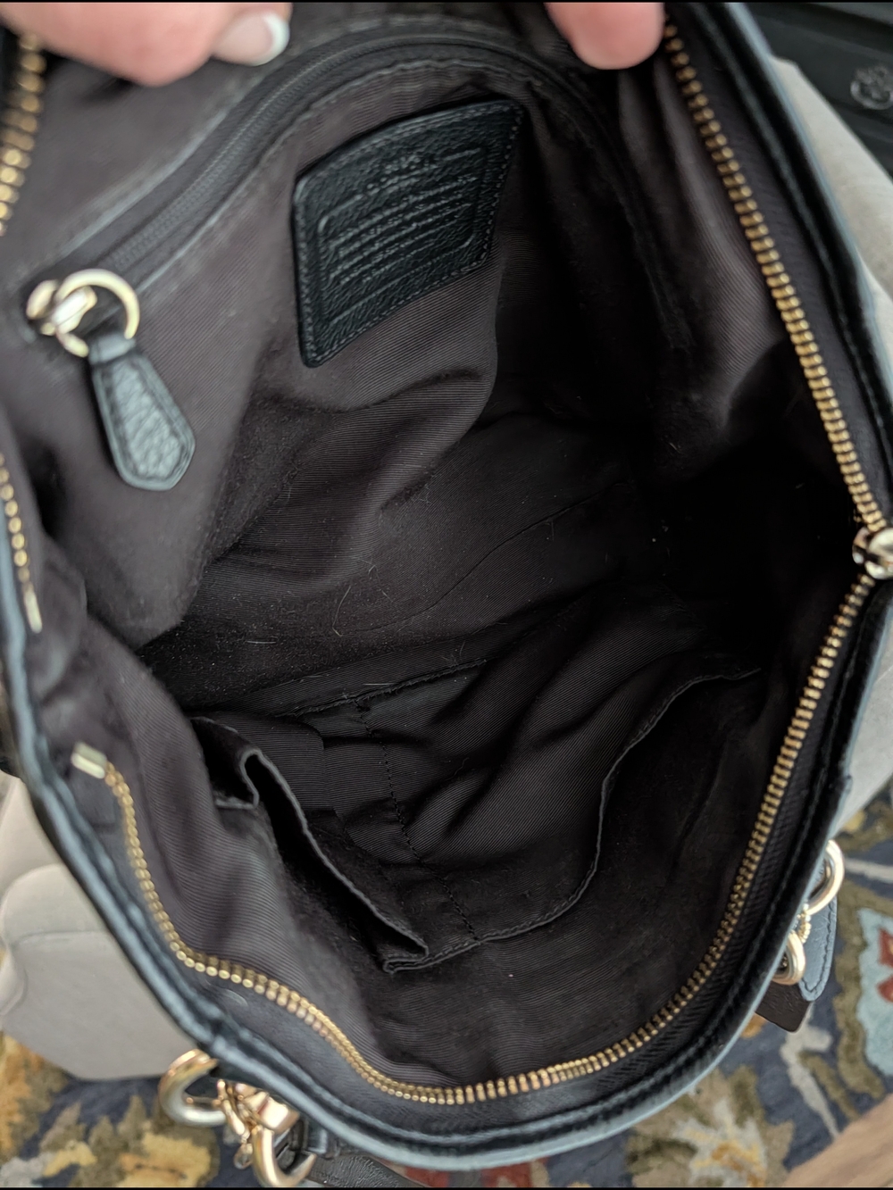 Coach Black Leather Tote with Gold Hardware - Picture 7 of 7